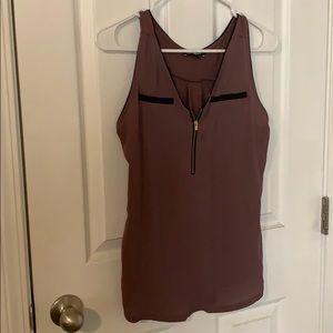 Purple/mauve tank top gold zipper